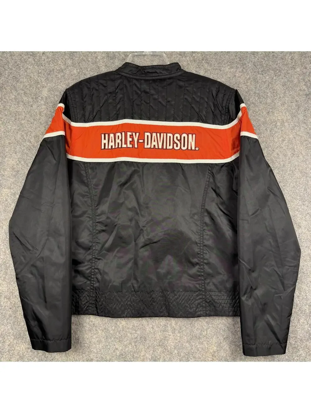Harley Davidson Racing Women’s Full Zip Jacket Black White Orange Size XL 642
